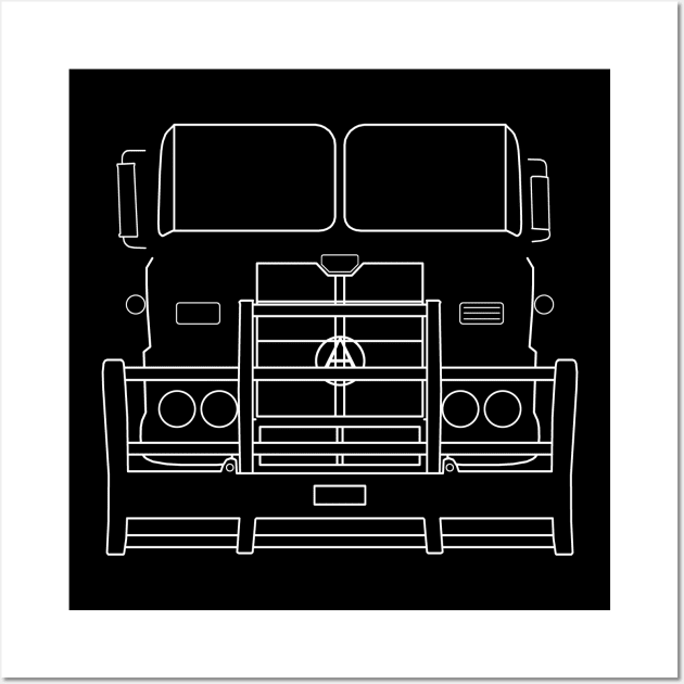 Vintage 1970s Aussie Atkinson prime mover (with bars) white outline graphic Wall Art by soitwouldseem